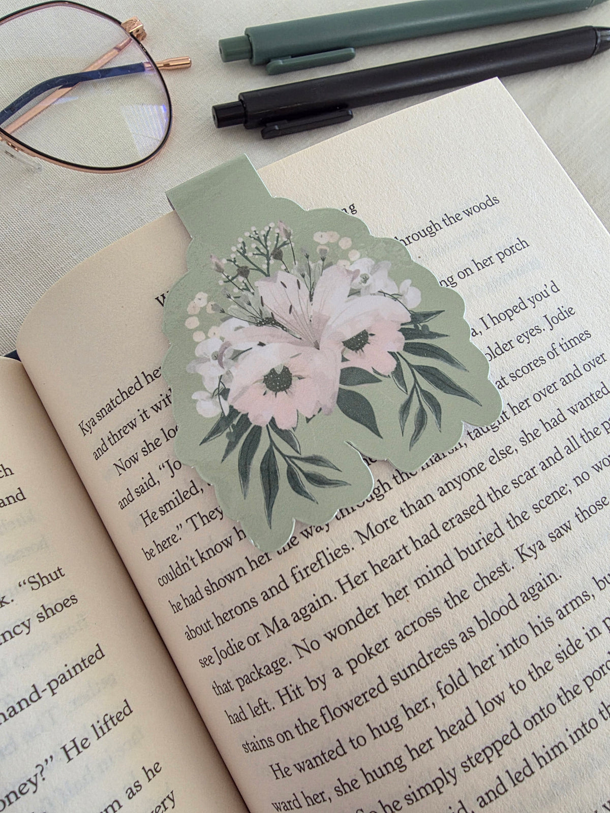 White Flower Magnetic Bookmark